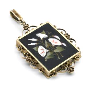 Memento Pietra Dura Vermeil Grand Tour Pendant Napoleon III Period