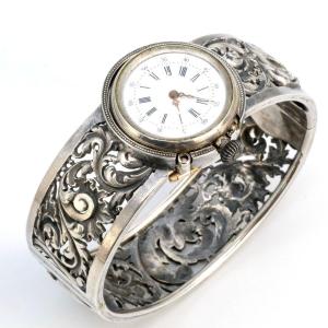 Rigid Silver Watch Bracelet 19th Century Napoleon III Period