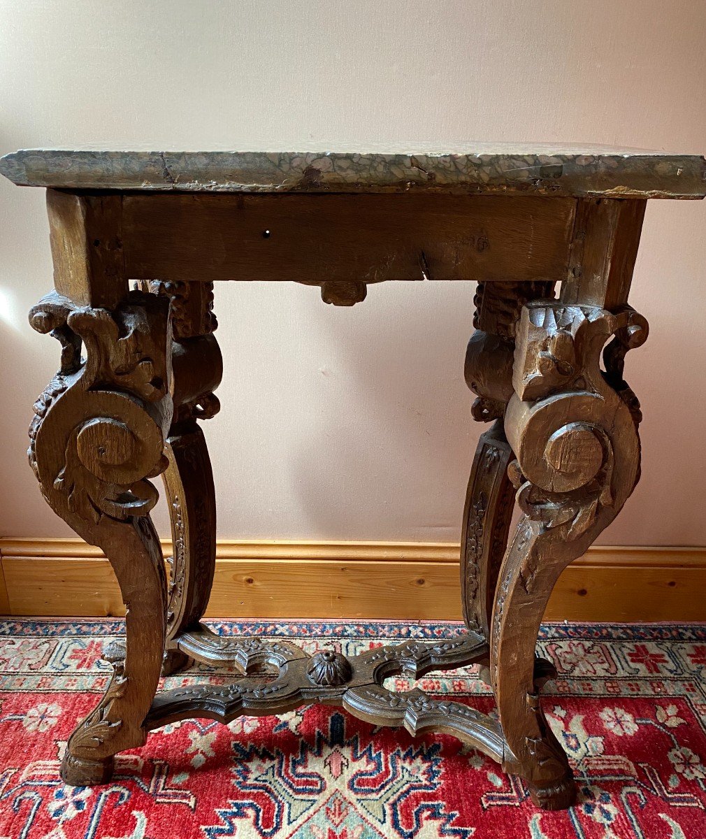 Petite Console Louis XIV En Chêne, Fin XVIIème Début XVIIIème Siècle-photo-5