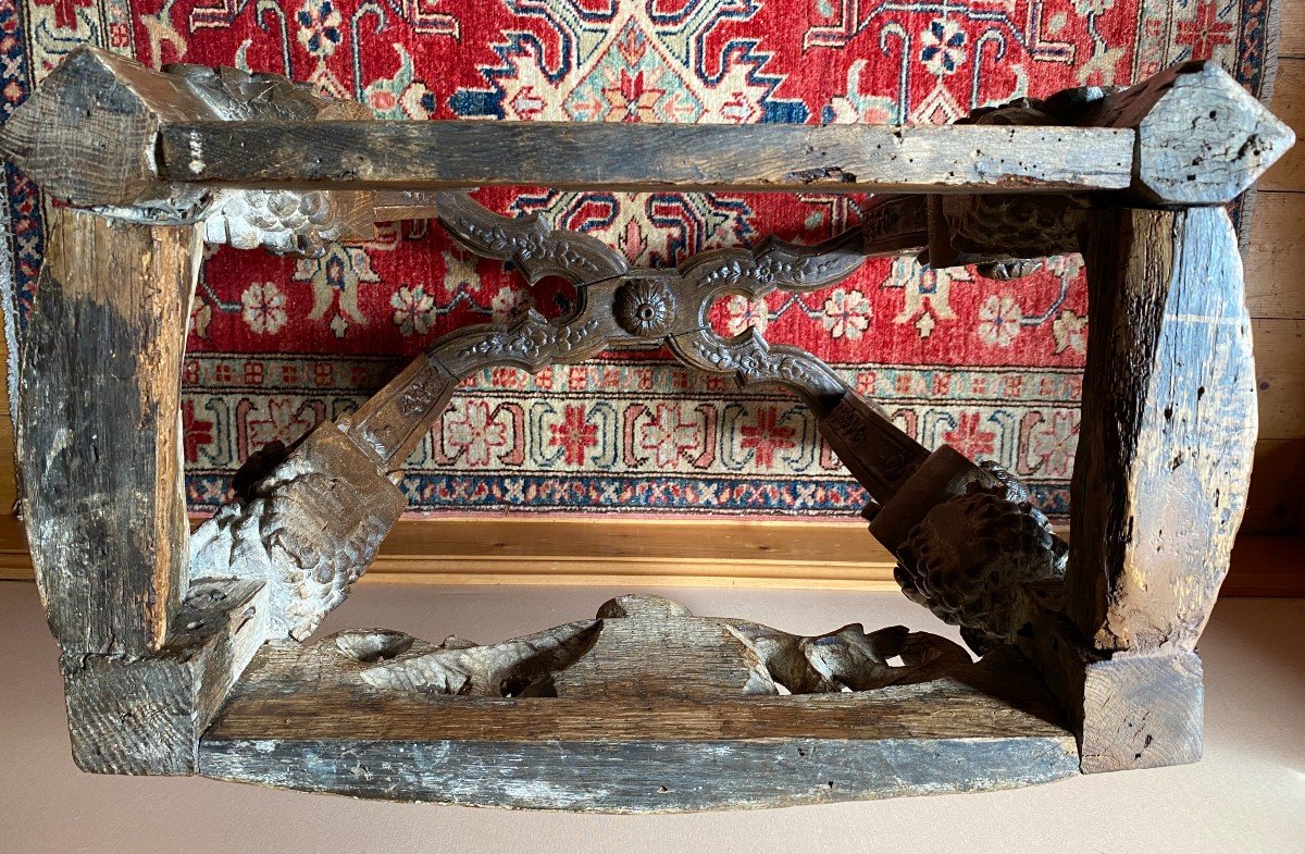 Petite Console Louis XIV En Chêne, Fin XVIIème Début XVIIIème Siècle-photo-7