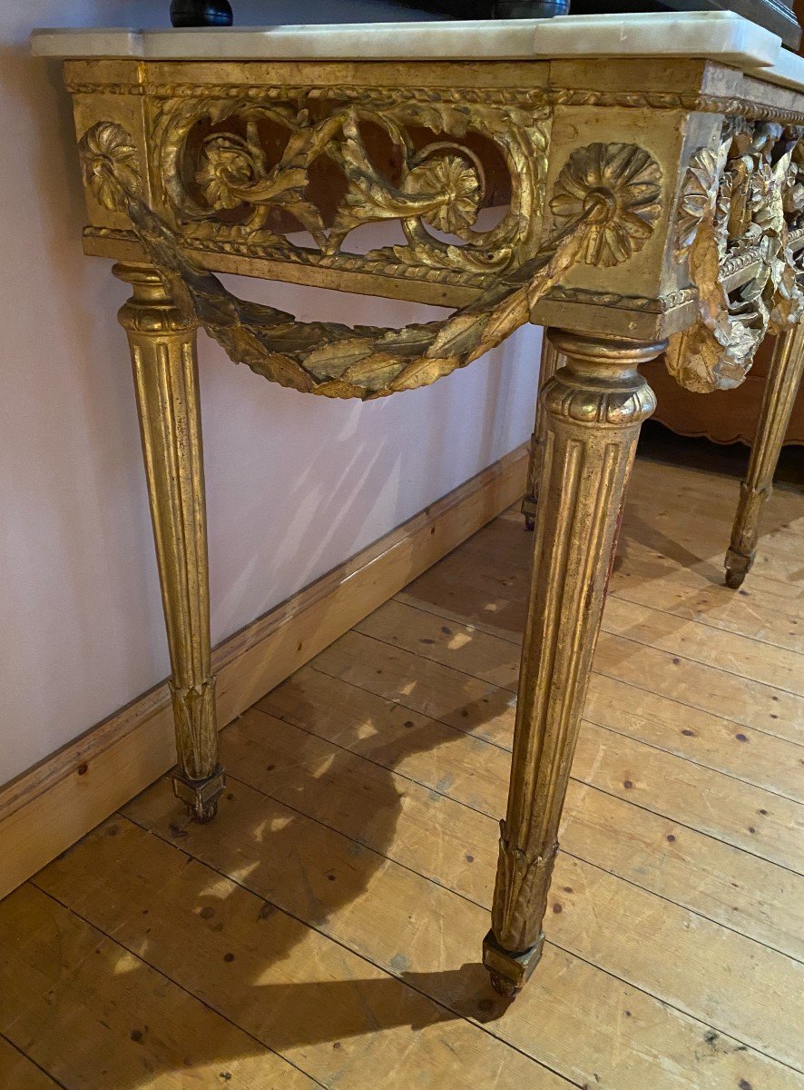 Console En Bois Doré d'époque Louis XVI-photo-2