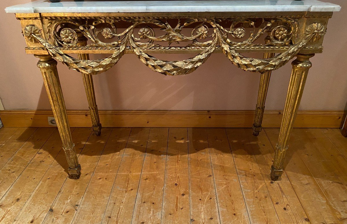 Louis XVI Period Gilded Wood Console-photo-3