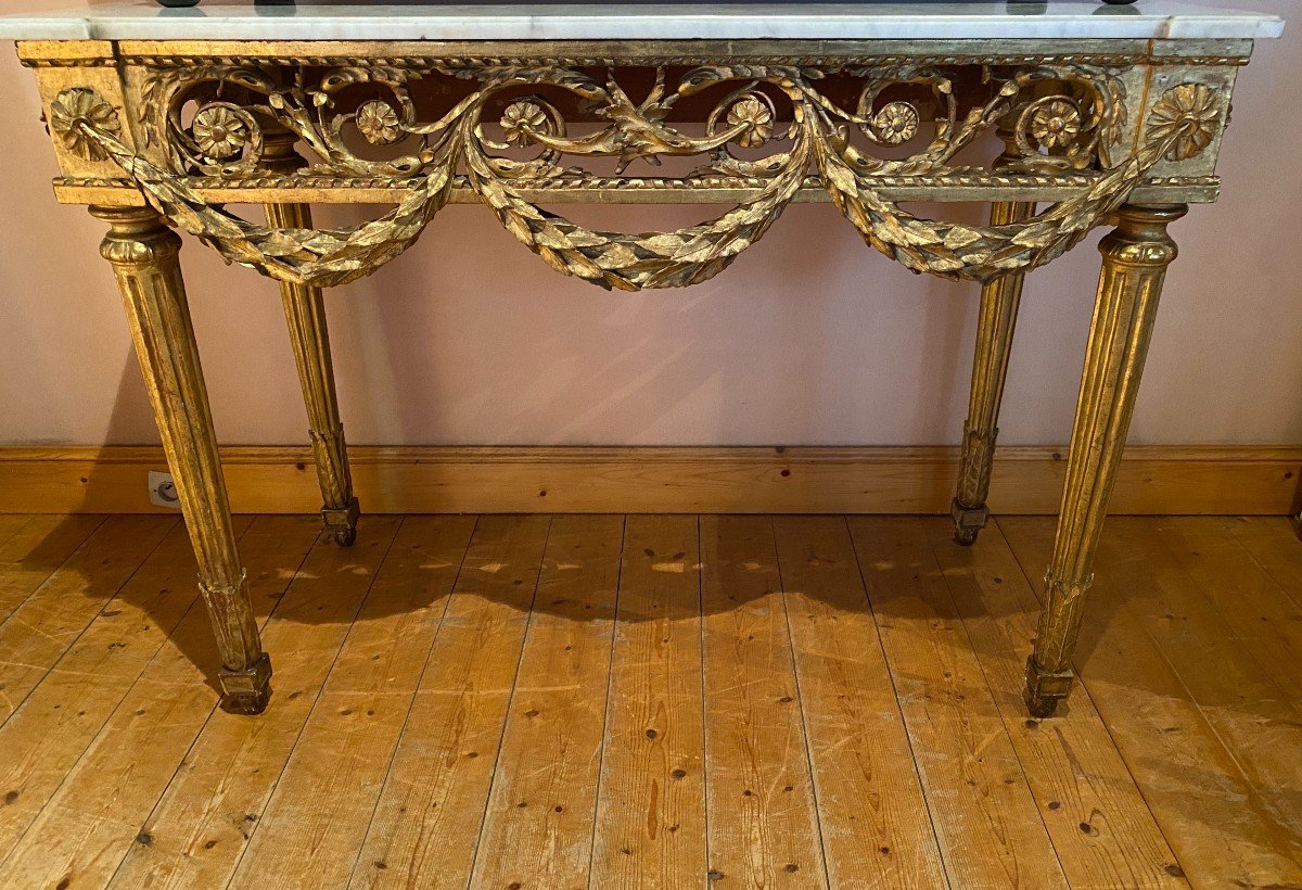 Louis XVI Period Gilded Wood Console