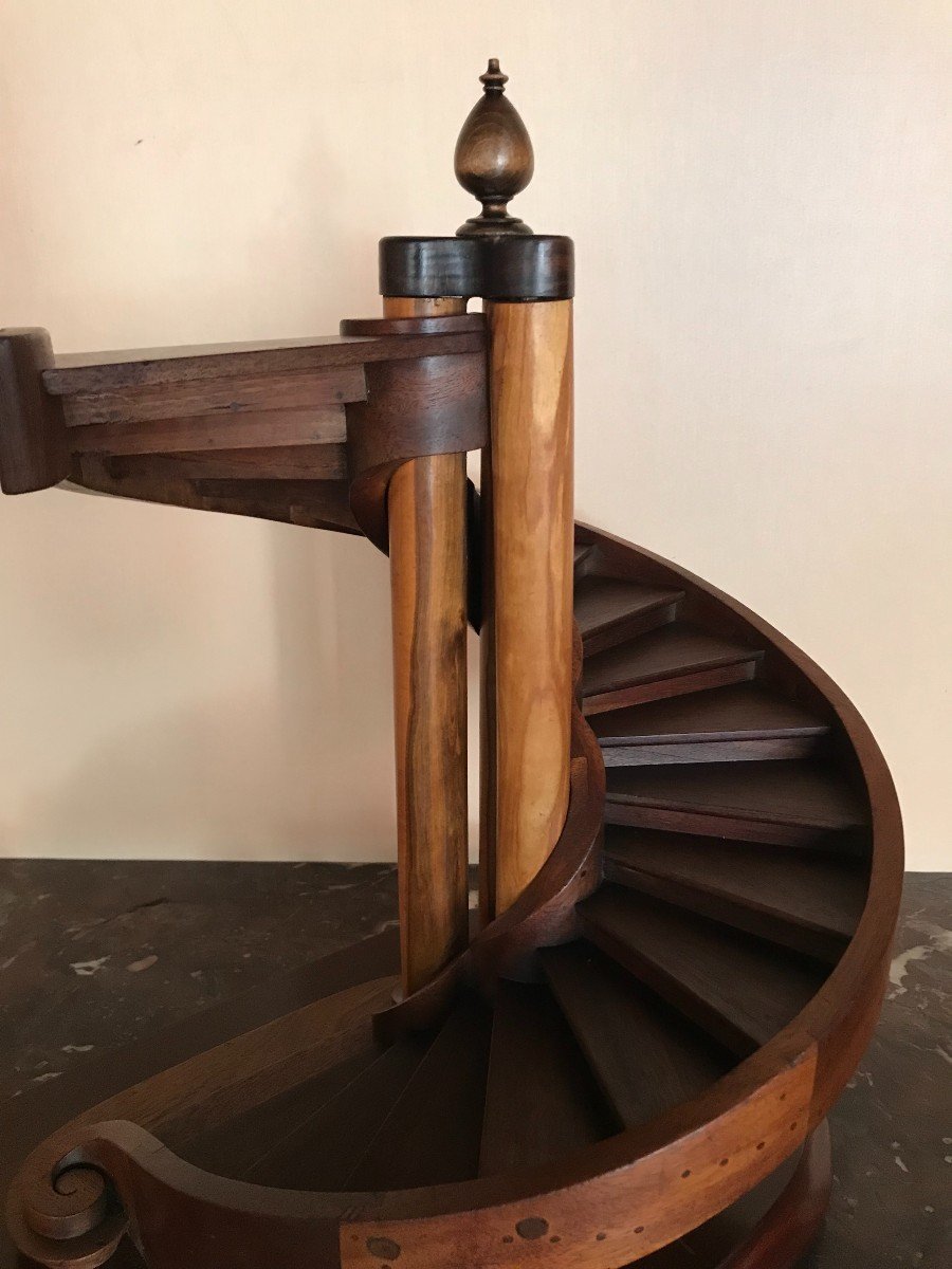 Rare Exotic Wood Master Staircase From The Nineteenth Century-photo-3