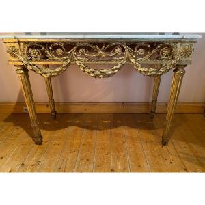 Louis XVI Period Gilded Wood Console