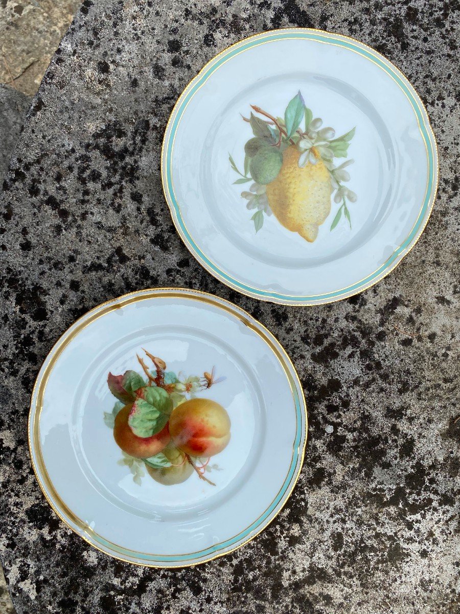 Escalier De Cristal, Lahoche & Pannier Paris - Pair Of Painted And Gilded Porcelain Plates