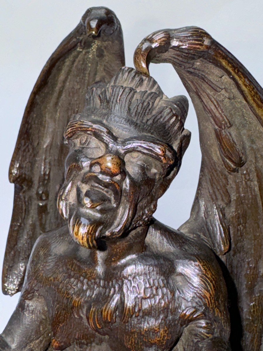 A French 19th Century Bronze Sculpture Of Satan In The Manner Of Jean-jacques Feuchère-photo-4