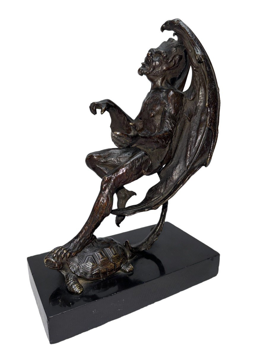 A French 19th Century Bronze Sculpture Of Satan In The Manner Of Jean-jacques Feuchère