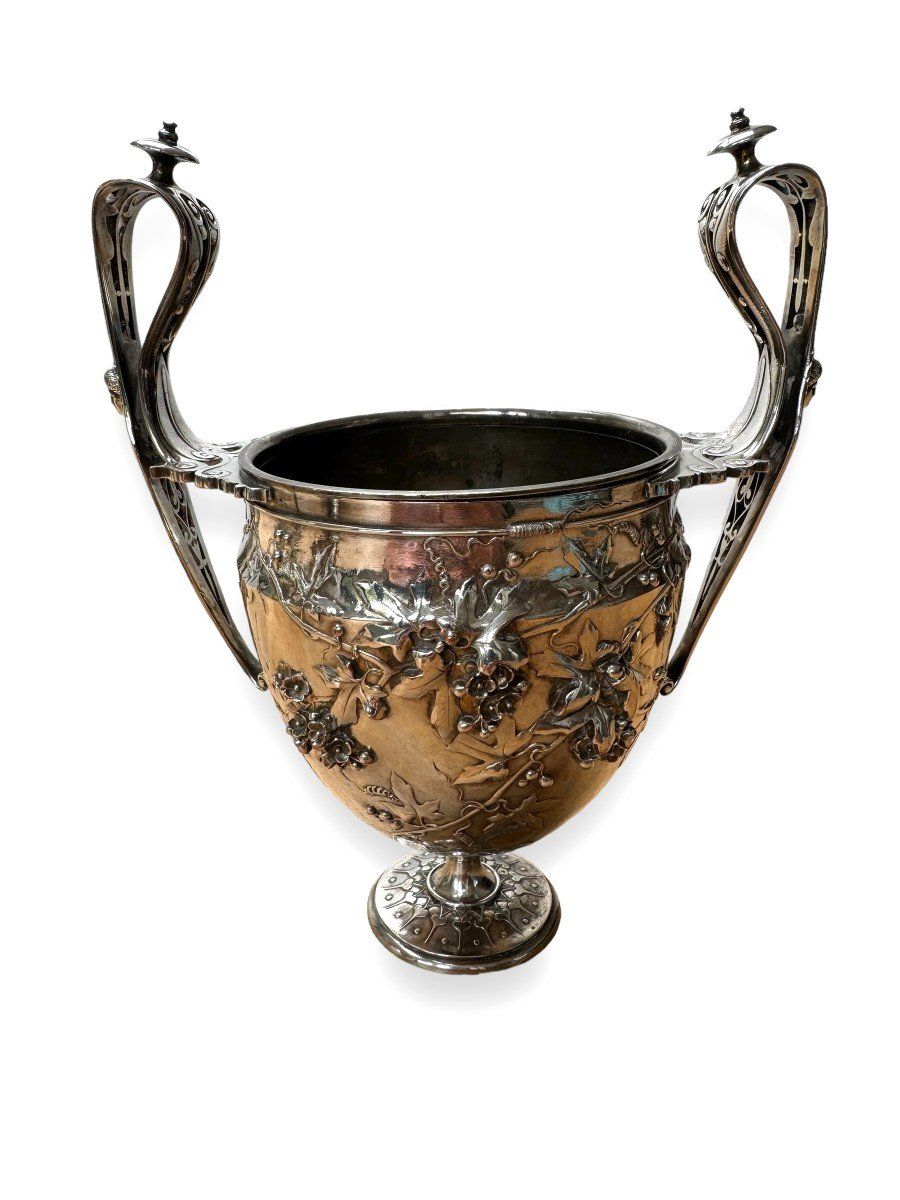 Three Silvered Bronze And Copper Cups By Sévin, Attarge, Cahieux And Barbedienne, Circa 1866-photo-2