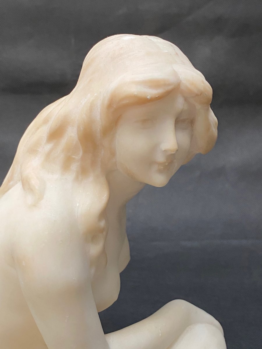 Alabaster Sculpture By E. Battiglia, Florence, Circa 1910-photo-4