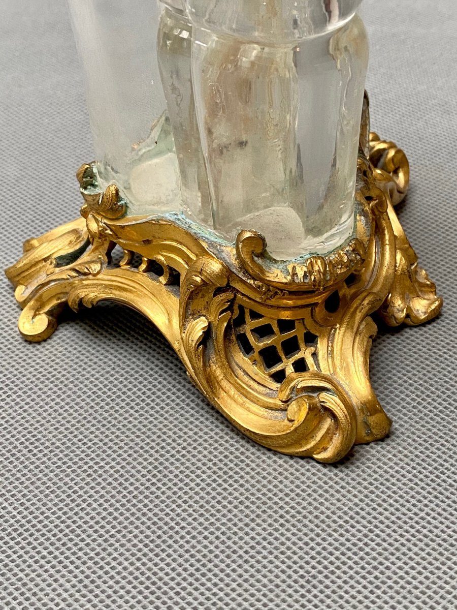 French 19th Century Japonisme Gilt Bronze And Glass Vase By Millet, Paris-photo-3