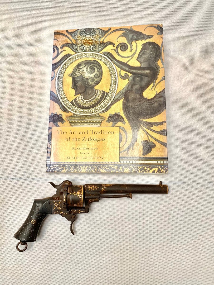 A Spanish Gold Damascene Revolver By Zuloaga Dated 1863-photo-4