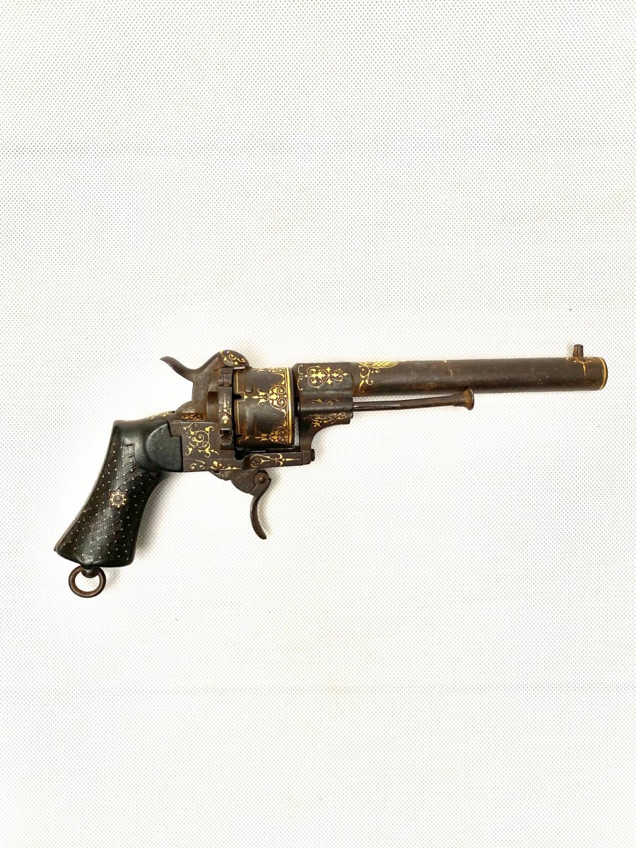 A Spanish Gold Damascene Revolver By Zuloaga Dated 1863-photo-1