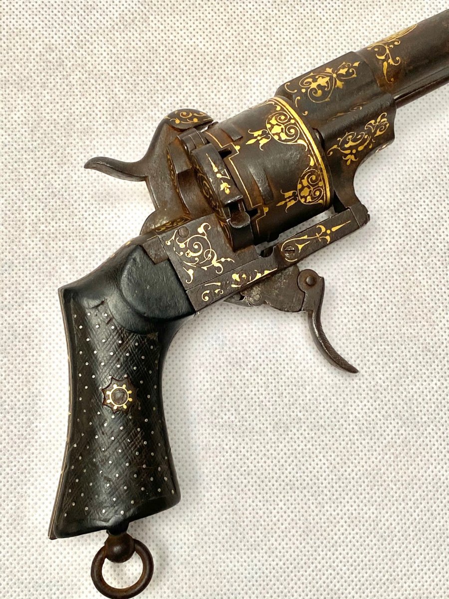 A Spanish Gold Damascene Revolver By Zuloaga Dated 1863-photo-2