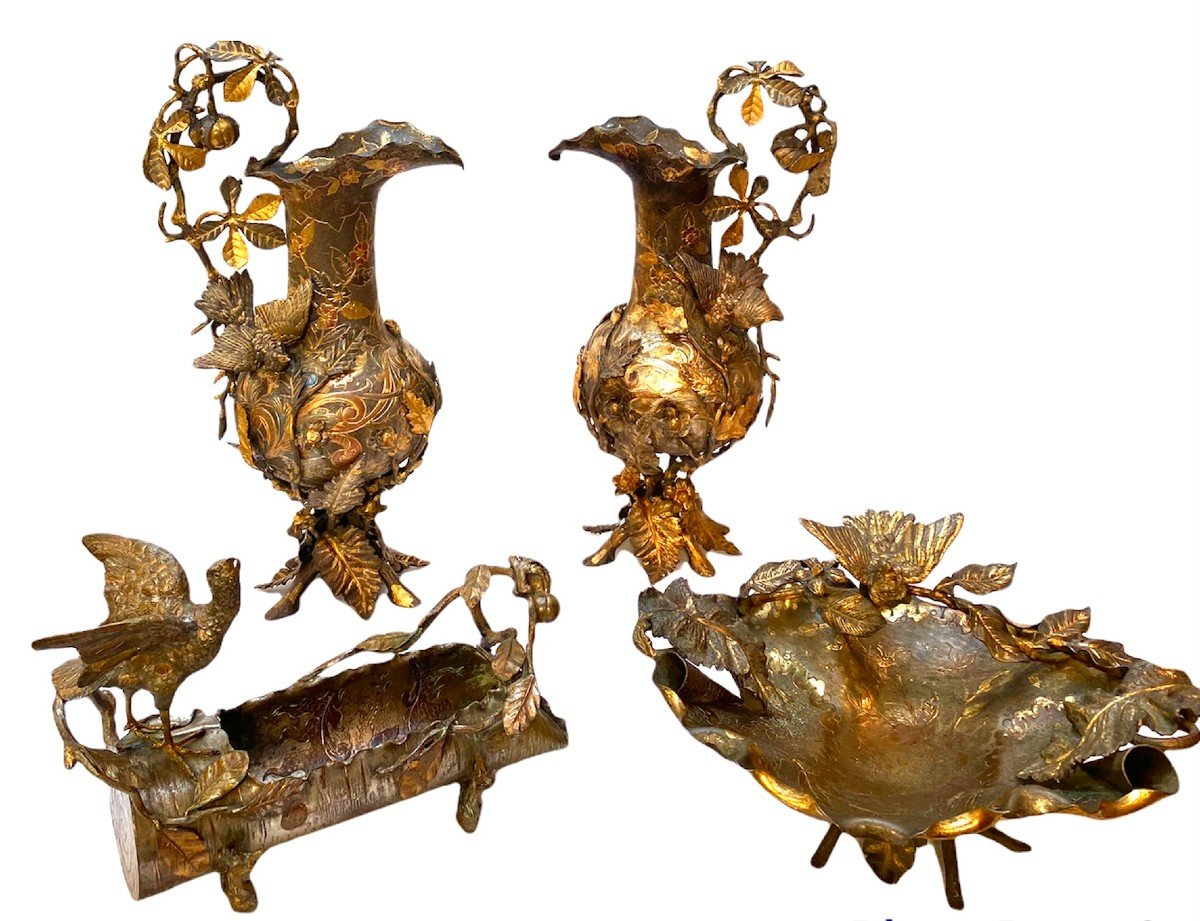 Vide-poche In Gilt And Patinated Bronze In The Style Of Ferdinand Pautrot (1832-1874)-photo-2