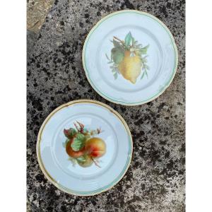 Escalier De Cristal, Lahoche & Pannier Paris - Pair Of Painted And Gilded Porcelain Plates