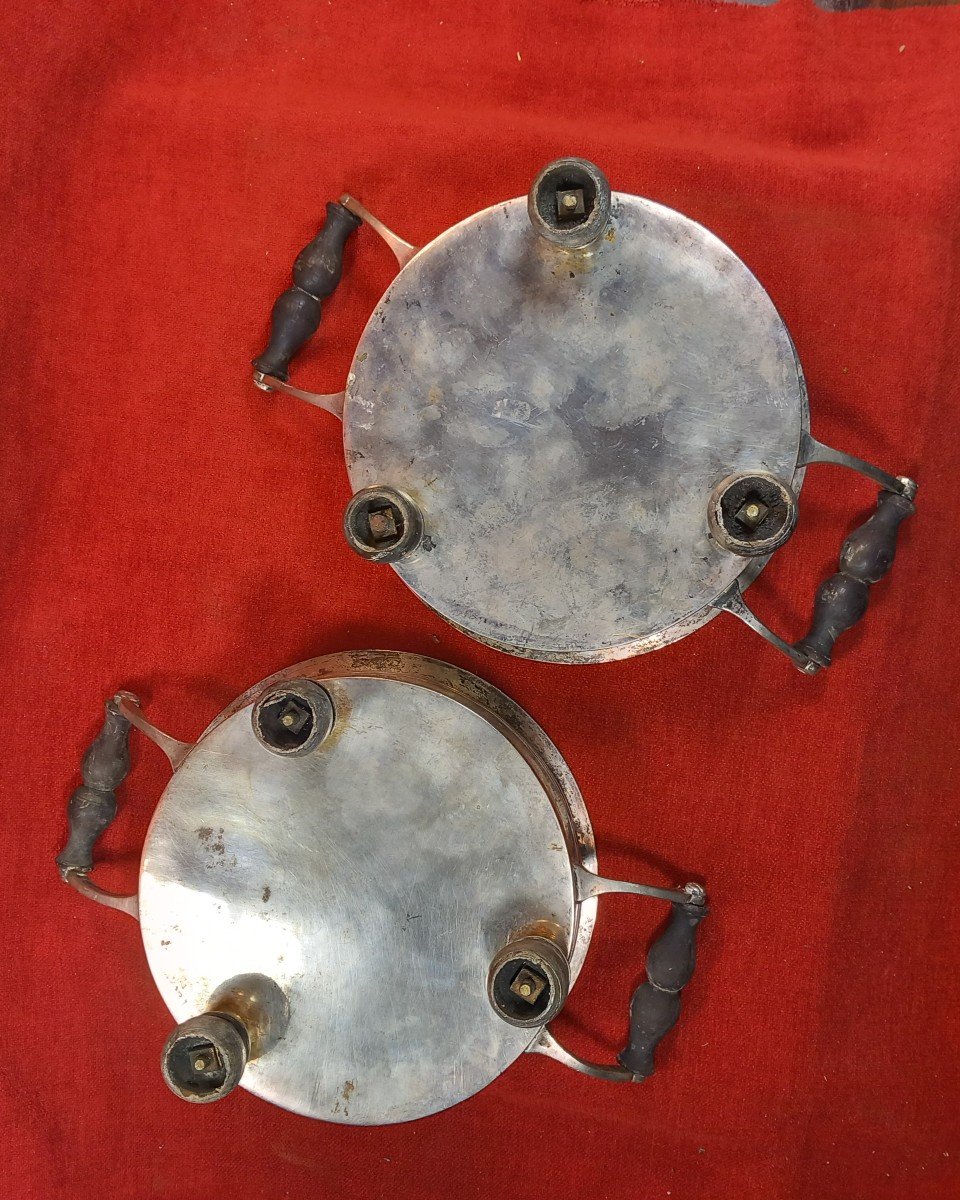 Pair Of Silver-plated Metal Food Warmers, 1st Empire Period, Late 18th Early 19th Century-photo-3