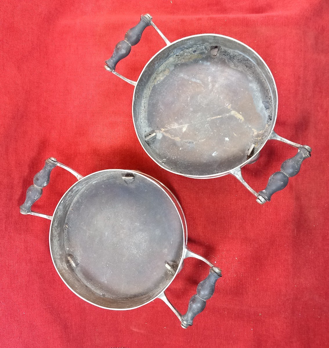 Pair Of Silver-plated Metal Food Warmers, 1st Empire Period, Late 18th Early 19th Century-photo-2