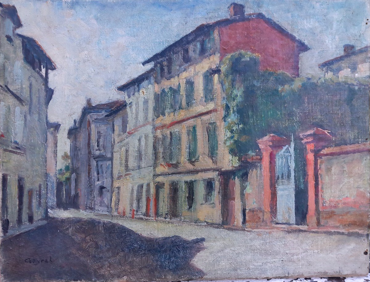 Gaillac Tarn Place Rue Emilie De Vialard Ecole Tarnaise XXe Huile Sur Toile Maurice Gayral