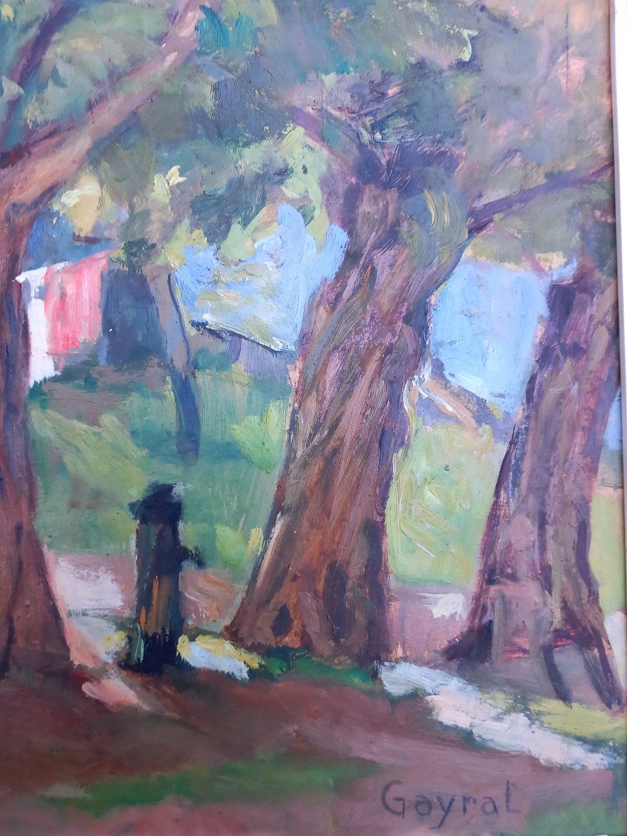 Maurice Gayral Gaillac Tarn Parc Foucaud Rue St Roch Tarnaise School Oil 20th Century Fountain Linen-photo-2