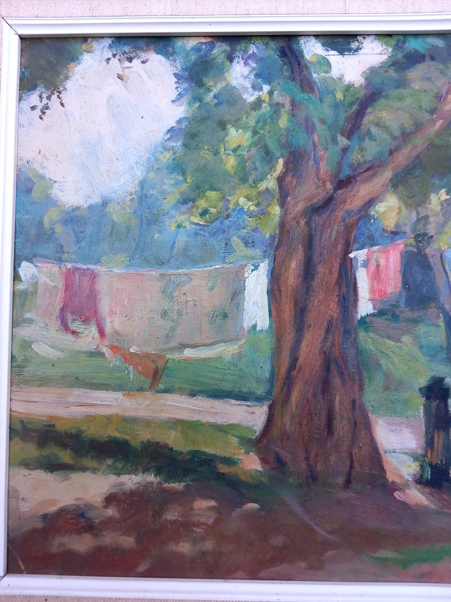 Maurice Gayral Gaillac Tarn Parc Foucaud Rue St Roch Tarnaise School Oil 20th Century Fountain Linen-photo-3