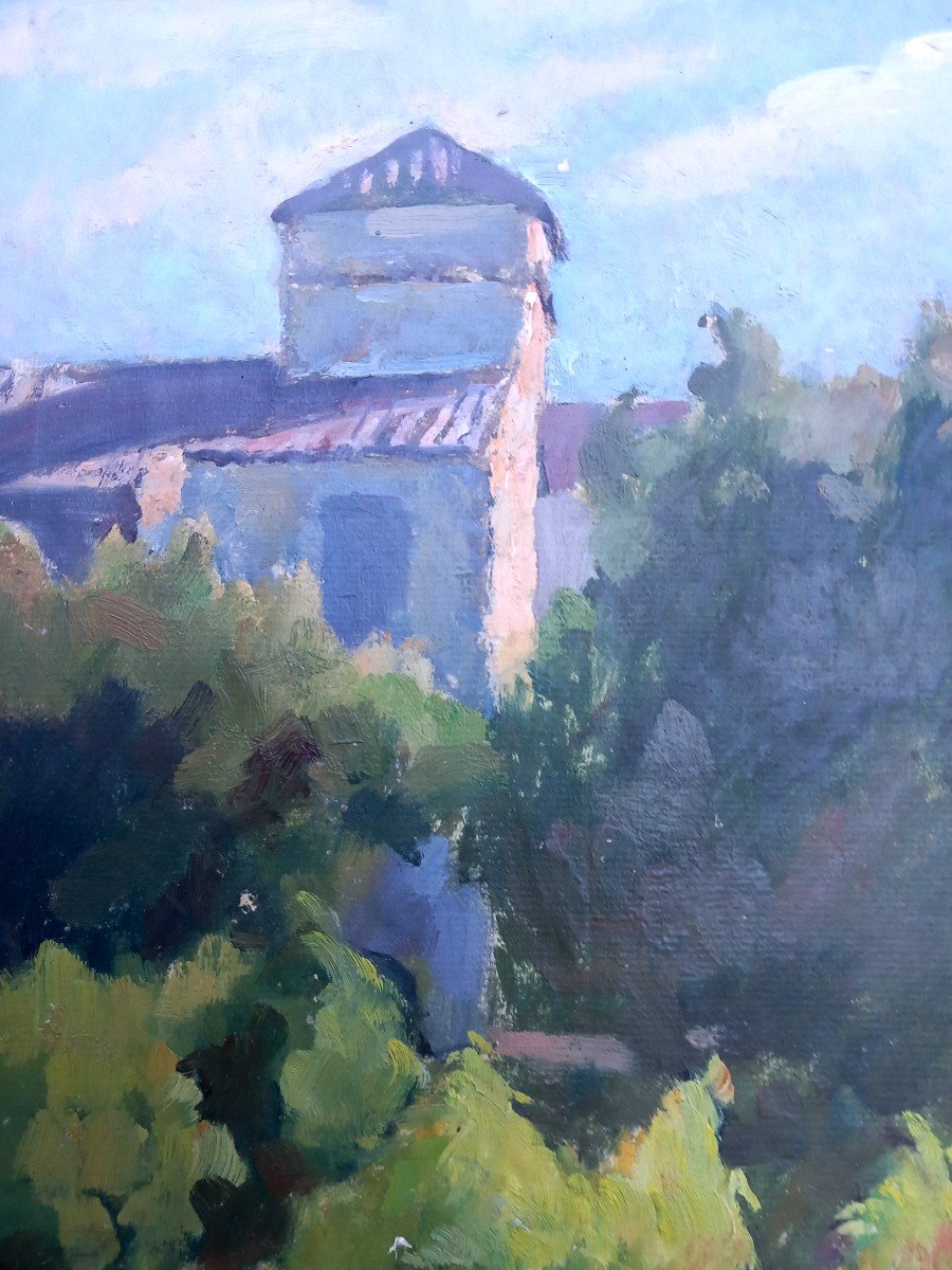 Maurice Gayral Tarn Gaillac View Of The Gaillac Countryside Tarn School 20th Century Oil On Paper-photo-2