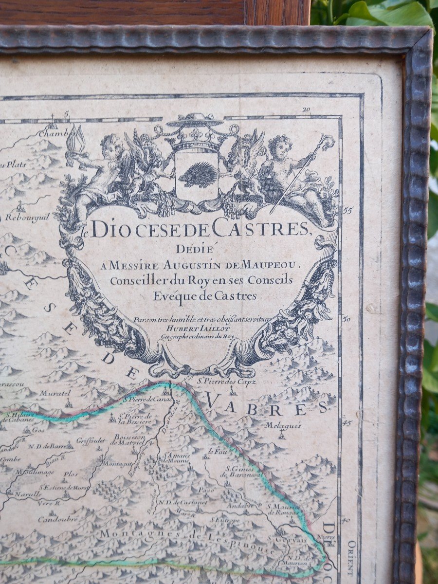 Map Of The Diocese Of Castres Tarn Bishop Of Maupeou Jaillot Cordier 1700 18th Century-photo-2