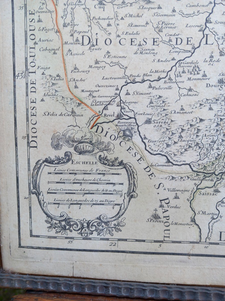 Map Of The Diocese Of Castres Tarn Bishop Of Maupeou Jaillot Cordier 1700 18th Century-photo-4