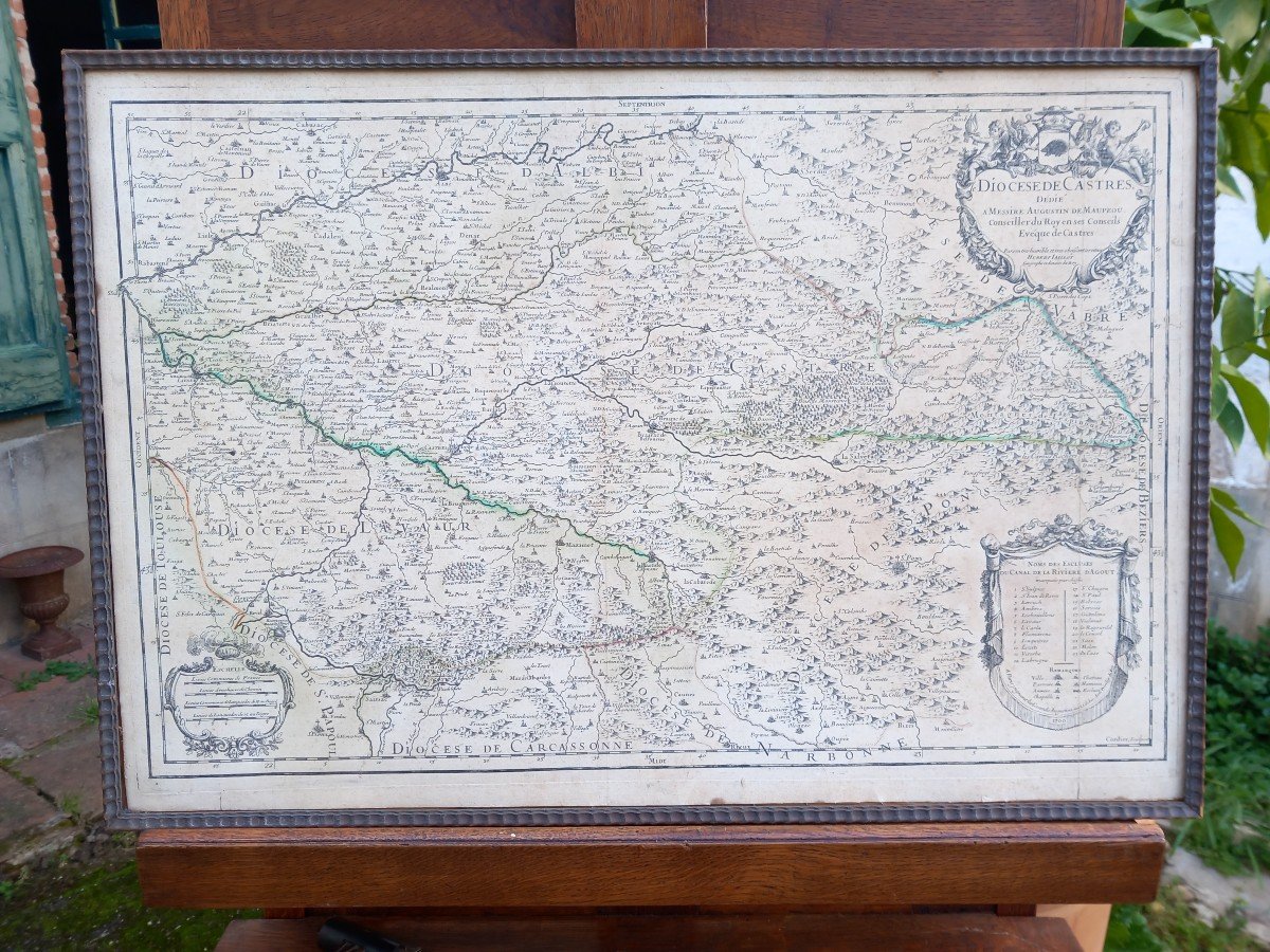 Map Of The Diocese Of Castres Tarn Bishop Of Maupeou Jaillot Cordier 1700 18th Century