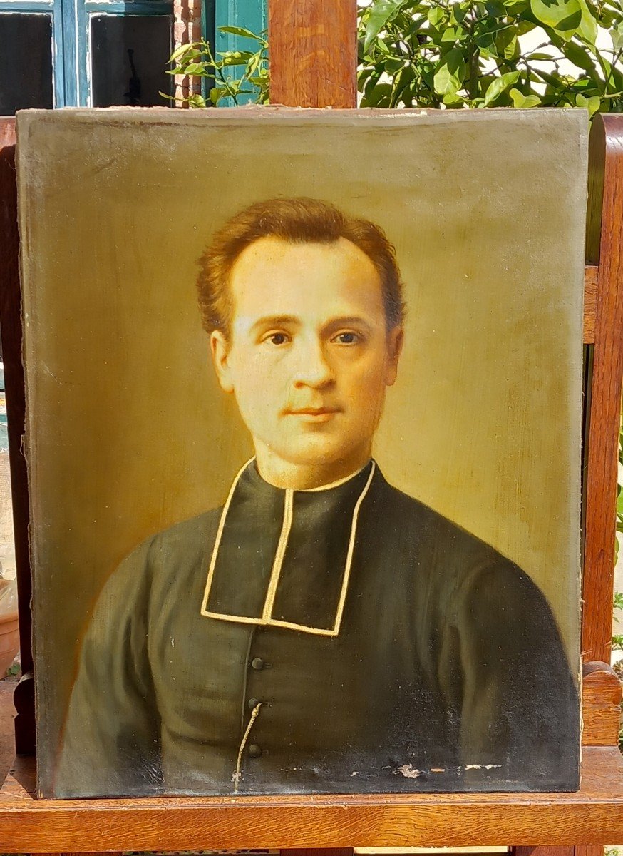 Portrait Of A Young Seminarian Priest Ecclesiastical French School 19th Century-photo-2