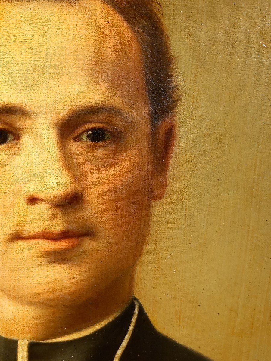 Portrait Of A Young Seminarian Priest Ecclesiastical French School 19th Century-photo-3