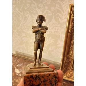 Statuette Bronze Napoléon 1er Empereur Bonaparte Empire Socle Granit Rose