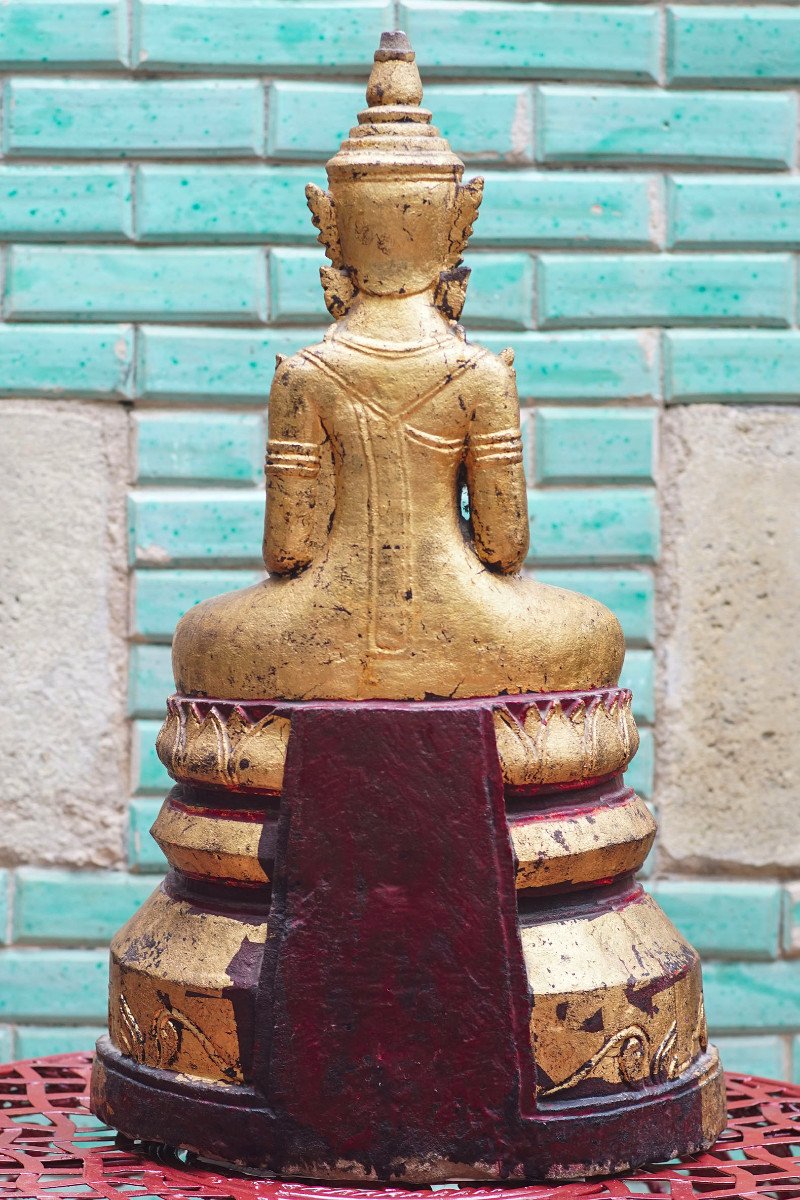 Remarquable Bouddha en pierre, doré à l'or, Thaïlande-photo-6