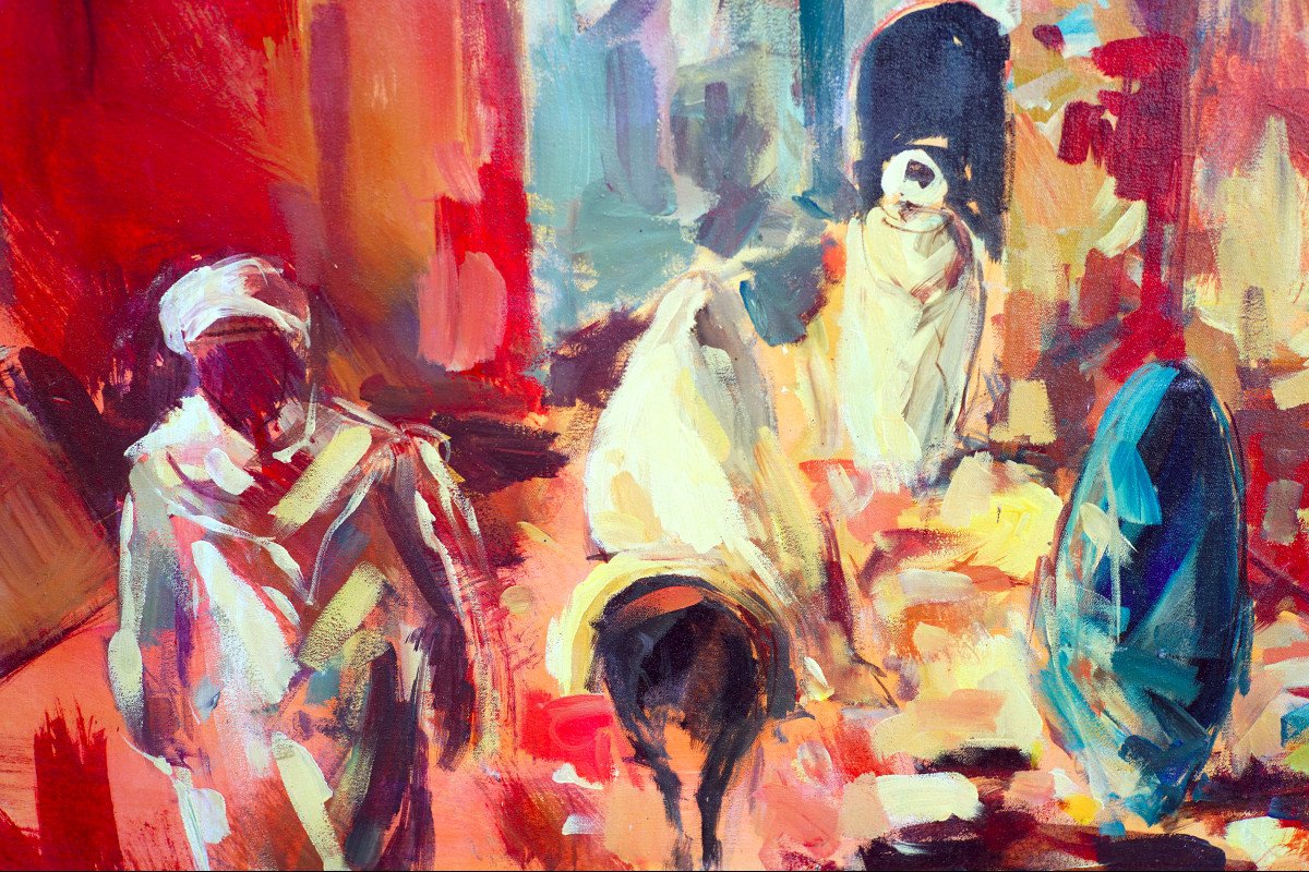 Mohamed Douah, "souk", Oil On Canvas-photo-2