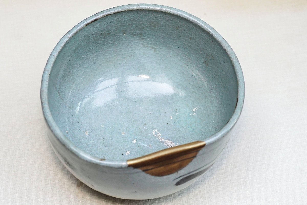 Tea Ceremony Bowl - Japan - Chawan - 17th Century - Kintsugi (gold Repair)-photo-2