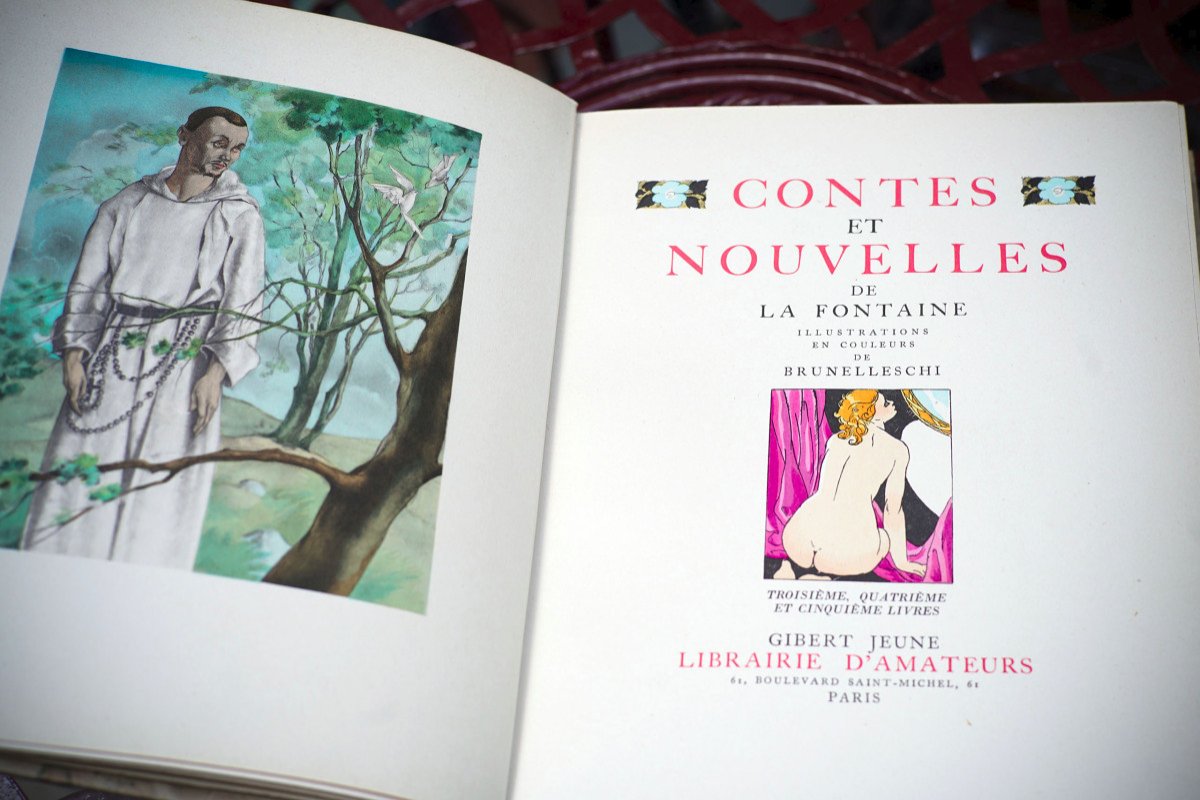 Curiosa - Jean de LA FONTAINE,  CONTES ET NOUVELLES , 2 livres. 1940.-photo-4