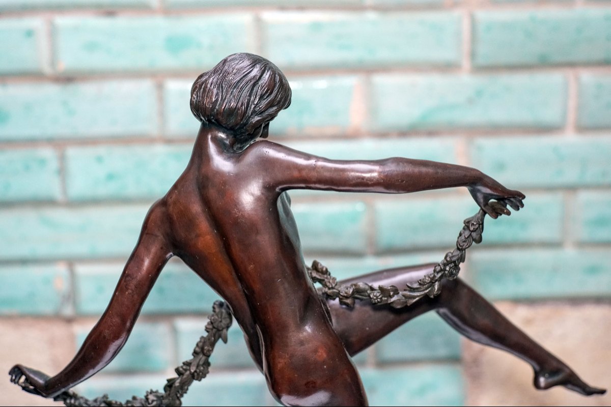 Pierre LE FAGUAYS, " Danseuse au thyrse ", bronze art déco.-photo-5