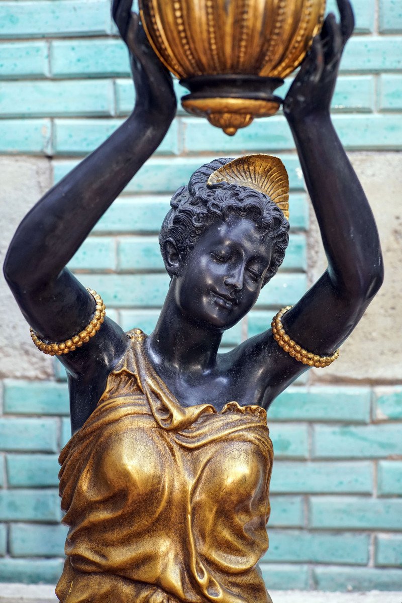 Dubanton, "polychrome Bronze Woman, Great Servant", 20th Century.-photo-7