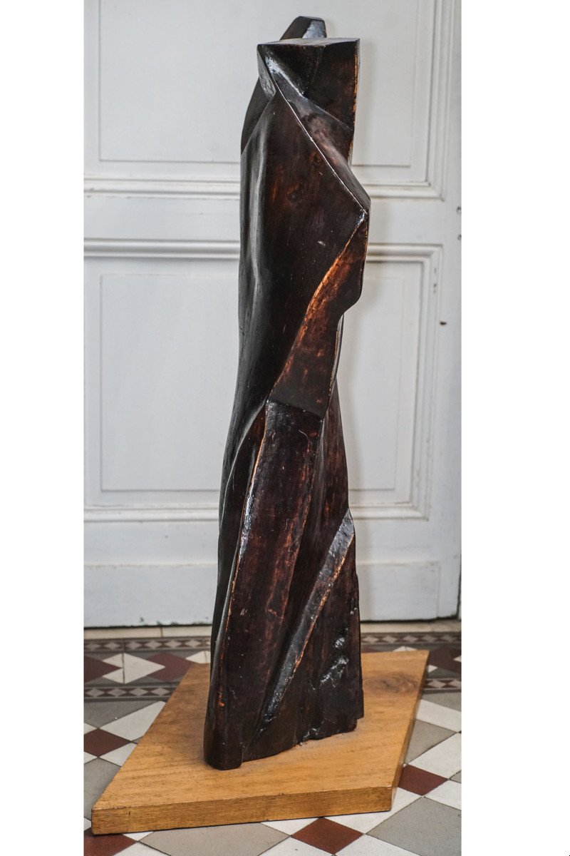 étienne Balmadier Known As Balma, "couple", Pair Of Wooden Sculptures-photo-4