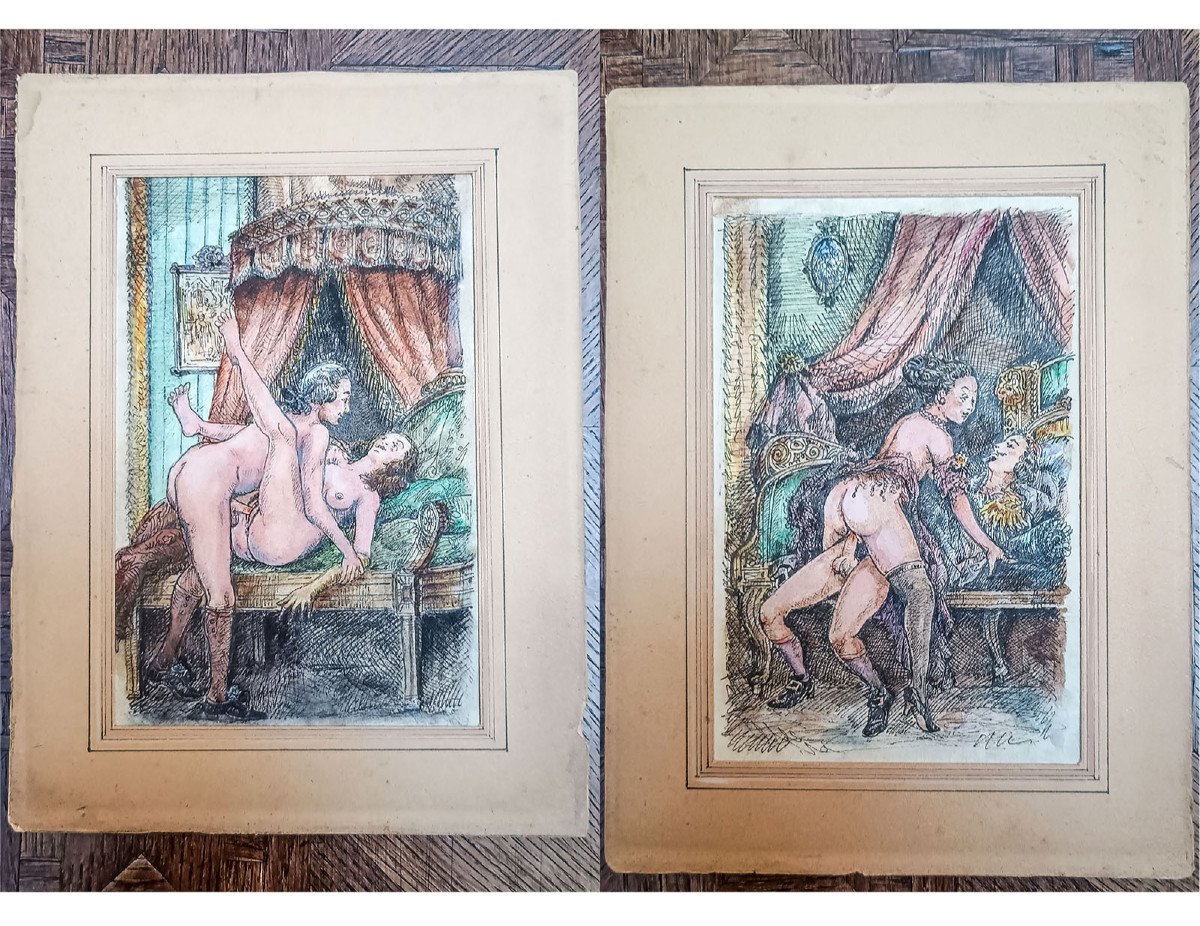 DEUX AQUARELLES ÉROTIQUES