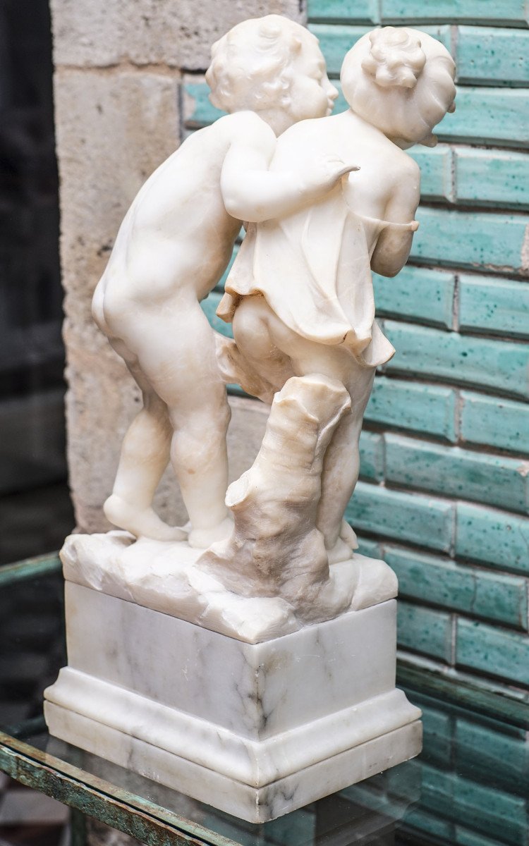 Couple Children Alabaster Marble-photo-3