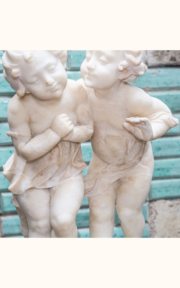 Couple Children Alabaster Marble-photo-4