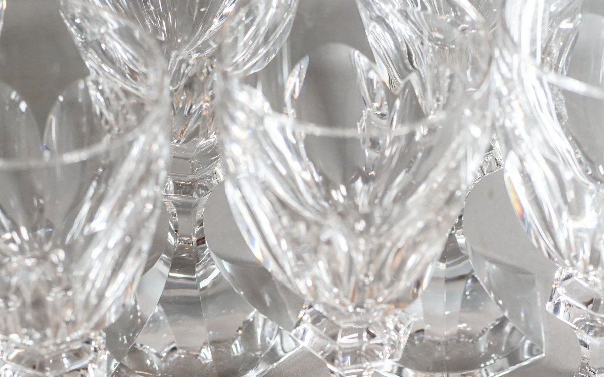 Saint Louis Lot Of 6 Crystal Glasses, Chambord Model -photo-2