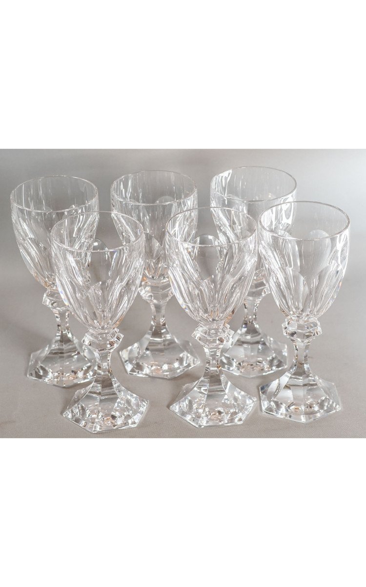 Saint Louis Lot Of 6 Crystal Glasses, Chambord Model -photo-3