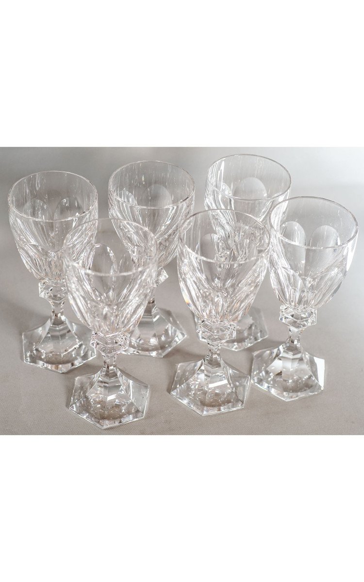 Saint Louis Lot Of 6 Crystal Glasses, Chambord Model -photo-4