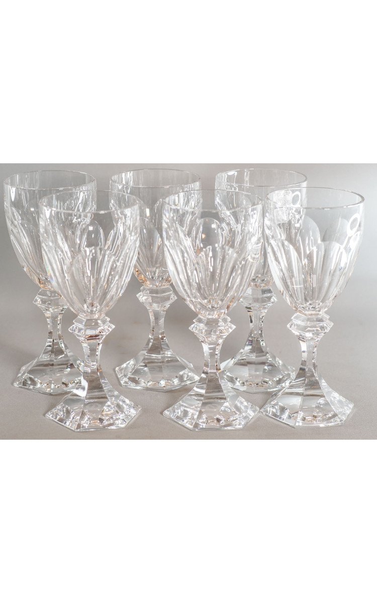 Saint Louis Lot Of 6 Crystal Glasses, Chambord Model 