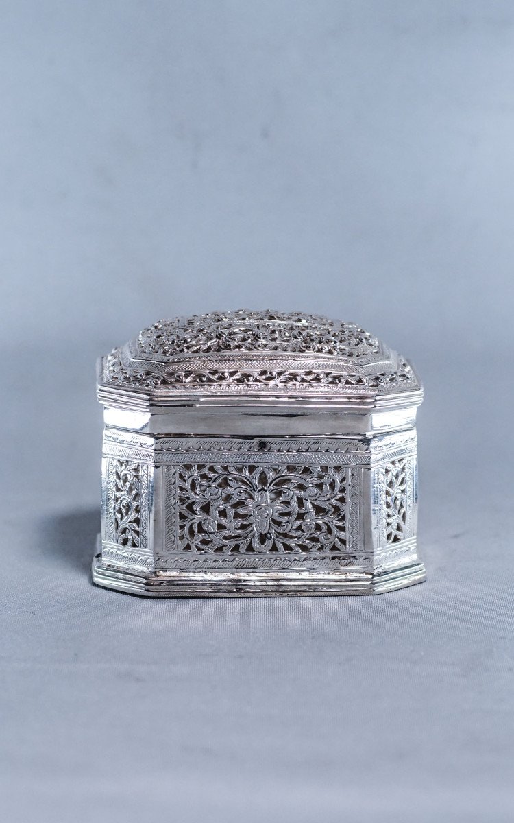 Burmese Silver Rectangular Betel Lime Box 142g-photo-1