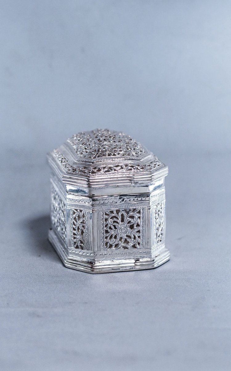 Burmese Silver Rectangular Betel Lime Box 142g-photo-4