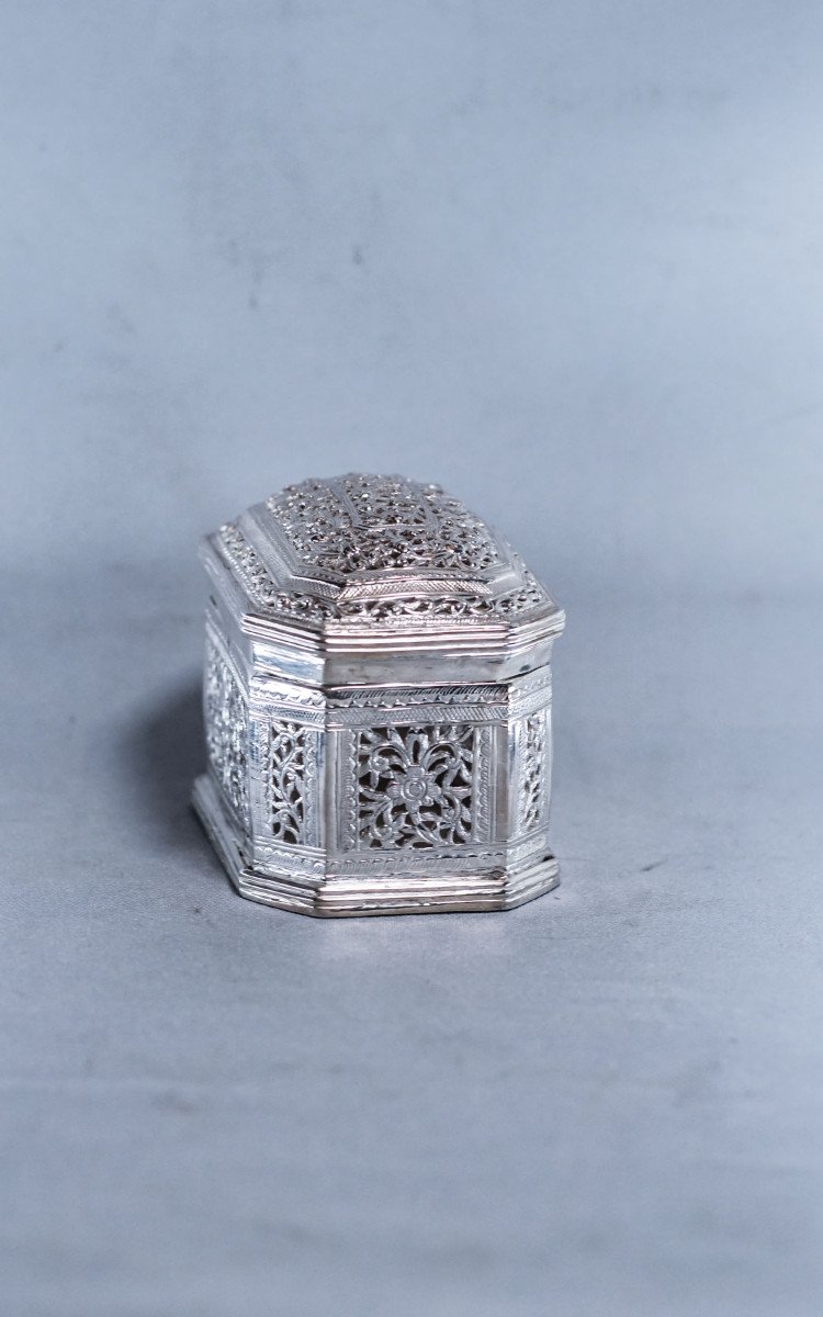 Burmese Silver Rectangular Betel Lime Box 142g-photo-5