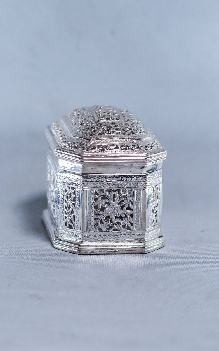 Burmese Silver Rectangular Betel Lime Box 142g-photo-7